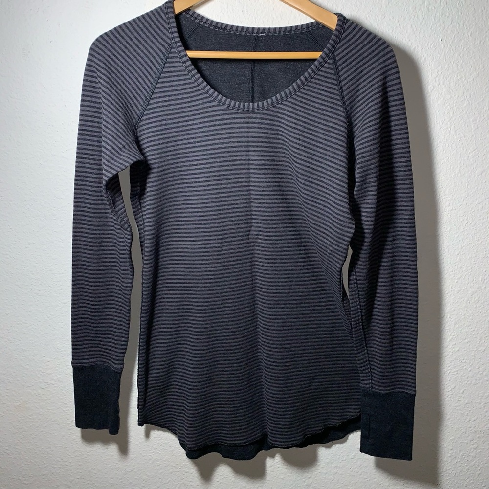 Lululemon Striped Gray Open Your Heart Long Sleeve